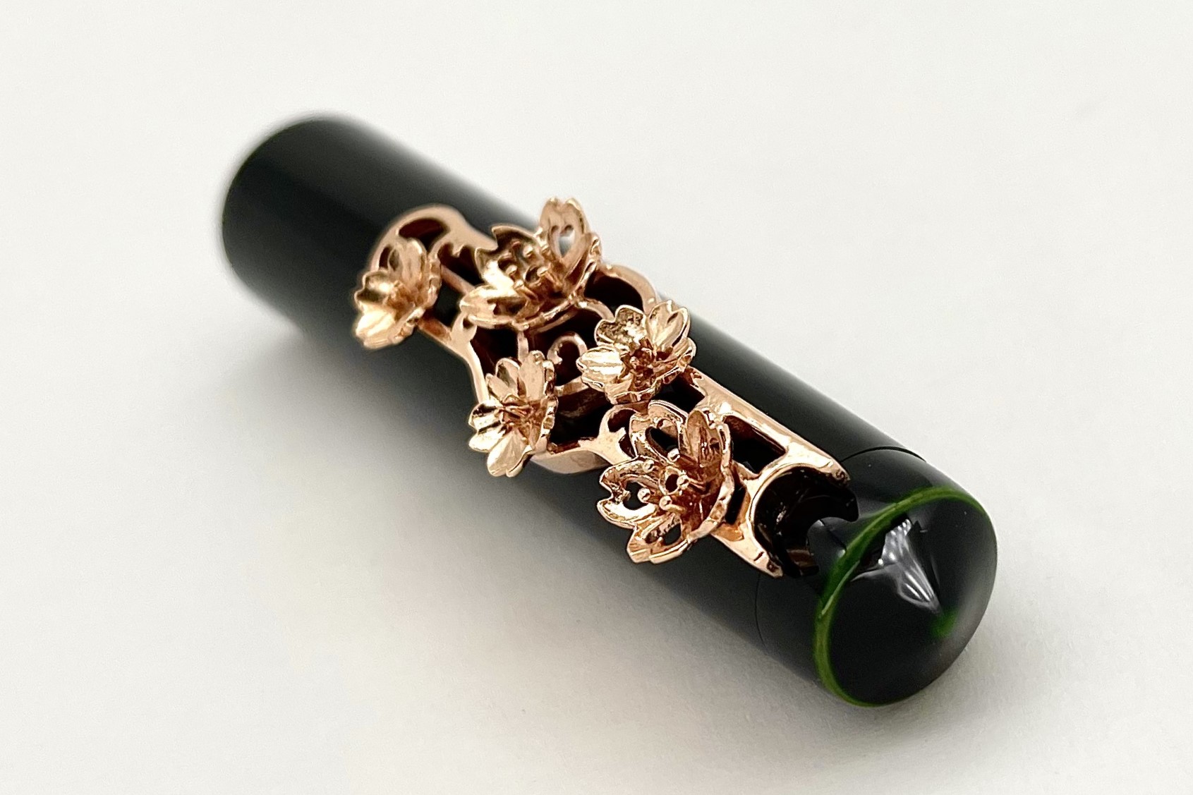 NakayaPiccoloLongWriterMidoriTamenuriFountainPenwithPinkGoldWisteriaStopper_I